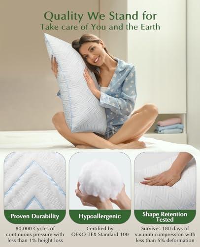 DIORIS Queen Size Pillows Set of 2 - Hotel-Quality Down Alternative Bed Pillows for Back, Side & Stomach Sleepers, Cooling Breathable Microfiber Fill, Medium Firm Support for Neck & Shoulders