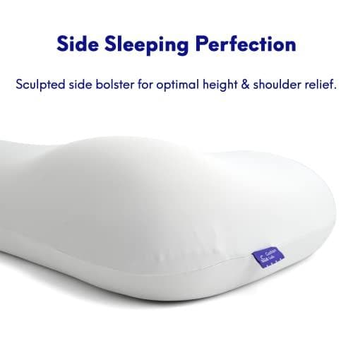 C CUSHION LAB Deep Sleep Pillow, Patented Ergonomic Contour Design for Side & Back Sleepers, Orthopedic Cervical Shape Gently Cradles Head & Provides Neck Support & Shoulder Pain Relief - Calm Grey