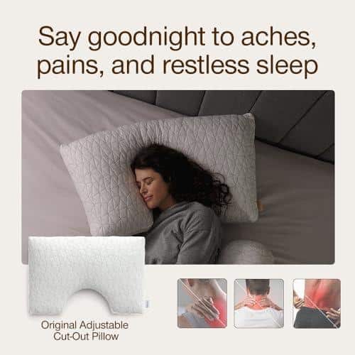Coop Home Goods Original Cut-Out Adjustable Pillow, King Size Bed Pillows for Neck & Head Support, Memory Foam Pillows - Medium Firm for Side Sleeper, CertiPUR-US/GREENGUARD Gold