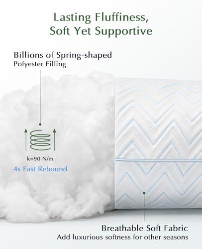 DIORIS Queen Size Pillows Set of 2 - Hotel-Quality Down Alternative Bed Pillows for Back, Side & Stomach Sleepers, Cooling Breathable Microfiber Fill, Medium Firm Support for Neck & Shoulders