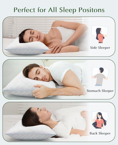 DIORIS Queen Size Pillows Set of 2 - Hotel-Quality Down Alternative Bed Pillows for Back, Side & Stomach Sleepers, Cooling Breathable Microfiber Fill, Medium Firm Support for Neck & Shoulders
